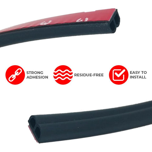 32 Feet Car Door Seal Strip, Rubber Seal Self Adhesive Weather Stripping, B Shape, Pack of 2